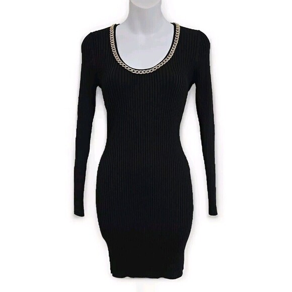 Generation Love Dolly Chain Collar Dress Ribbed Bodycon Mini Black Dress Sz XXS - Picture 1 of 7